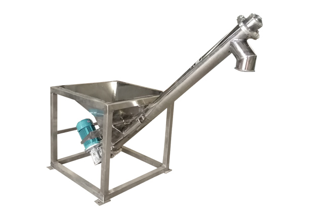 電機(jī)帶動(dòng)螺旋回轉(zhuǎn)，推移物料以實(shí)現(xiàn)輸送目的的設(shè)備