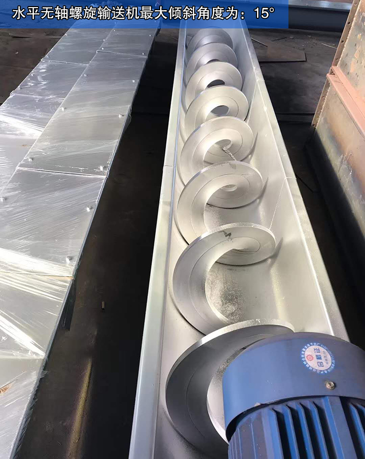  水平無(wú)軸螺旋輸送機(jī)最大輸送角度為15°